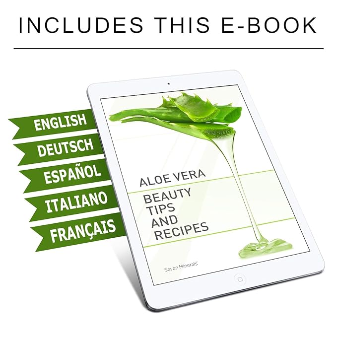Seven Minerals Aloe Vera Gel - 99% Organic, Big 12 oz - NO XANTHAN, so it Absorbs Rapidly with No Sticky Residue - made from REAL JUICE, NOT POWDER