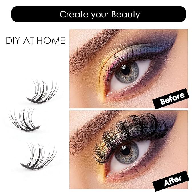 Lash Clusters 320pcs Individual Lashes 30D&40D DIY Lash Extensions D-Curl Lash Clusters False Eyelashes Natural Look 10-16mm Mix Cluster Eyelash Extensions EASY TO USE (30D+40D-0.07D)