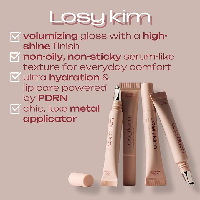 PDRN Tinted Lip Serum – High Gloss Ultra Hydrating Natural Glow, Non-Sticky Volumizing Color Glaze with Long-Lasting Shine, Nourishing Moisturizing Repair for Chapped Lips (0.34 oz)