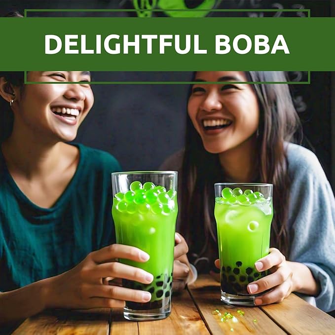 Fanale Green Apple Popping Boba Pearls, Vegan, Non GMO, Gluten Free, Fat Free, Perfect for Bubble Tea, Smoothies, Ice Cream, Desserts, and Beverages.