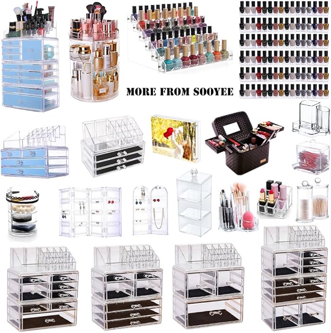 Sooyee Lipstick Organizer,Lipstick Holder,9 Spaces Acrylic Lipstick Case,Cosmetic Display Cases for Lipstick, Brushes, Bottles, and more,Clear