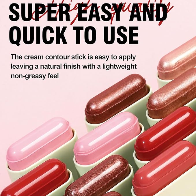 Multi-Use Makeup Blush Stick, Beauty Tinted Solid Blush Stick, 3-in-1 Cream Blush Stick for Cheek/Eyes/Lips, Waterproof Moisturizer Stick, Suitable for All Skin (02# Coral Orange)