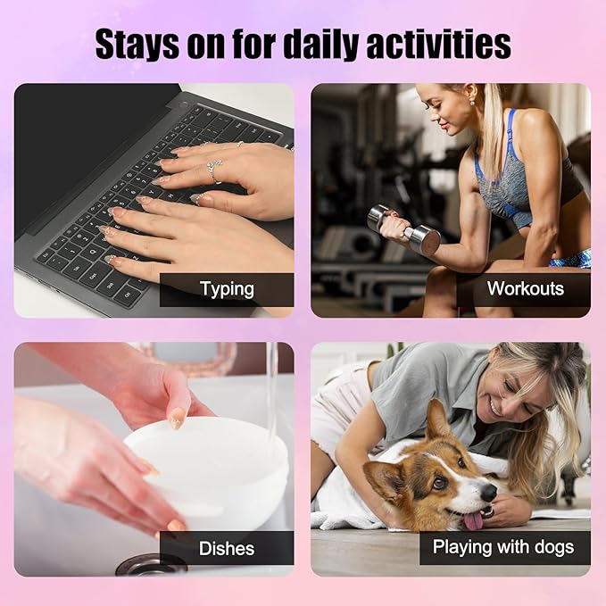 Pink Cat Eye Press On Nails Medium Almond, Handmade Pearl & Rhinestone Glitter French Tip, Gel Acrylic 10pcs Hand-Painted Bow & Heart Design(Elegant Dancer, Size S)