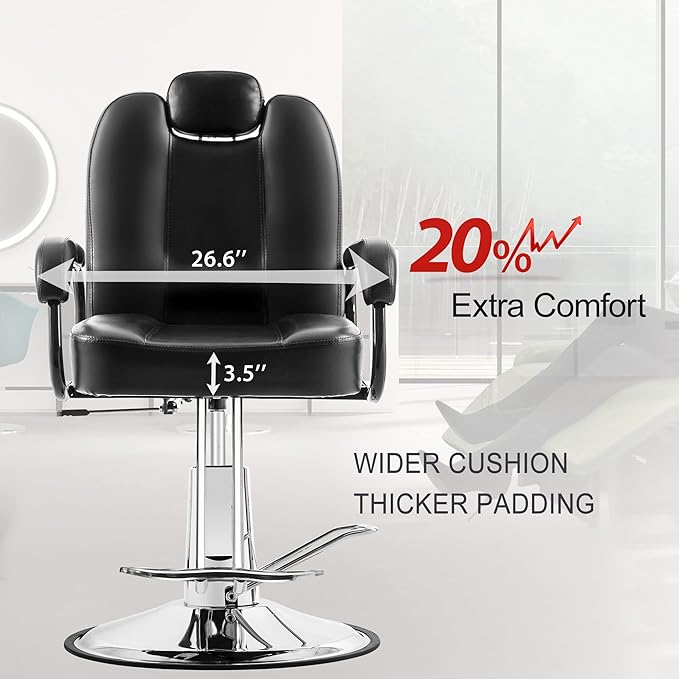 Merax Hydraulic Recliner Barber Chair for Hair Salon with 20% Extra Wider Seat & Heavy Duty Hydraulic Pump, Upgraded Salon Beauty Equipment