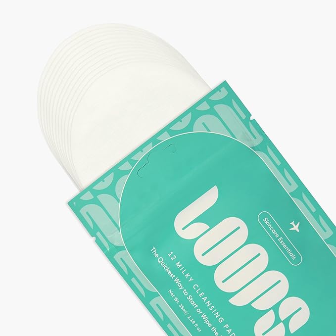 LOOPS Milky Cleanser Korean Skincare - Deep Cleansing and Hydrating Skin Care - Pre-soaked Bamboo Facial Cleansing Pads - Facial Wash with Milky Oil Complex - Oil Cleanser for Face