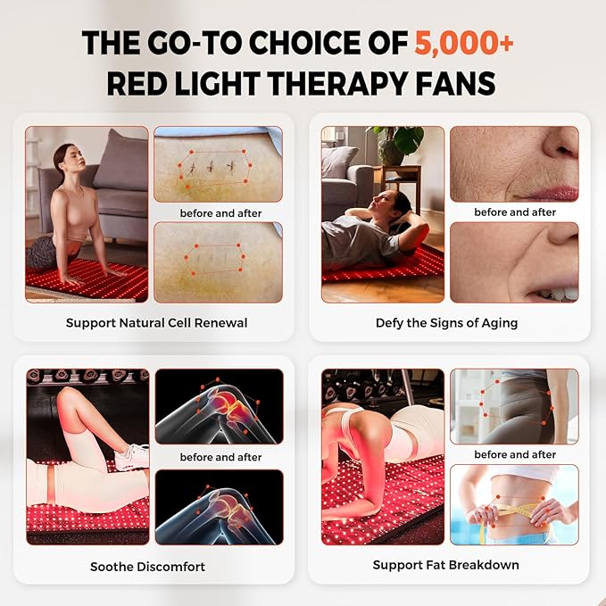 2025 New Release Infrared Red Light Therapy Mat- 1440 pcs SMD 5050 LED Chips - 660nm & 850nm Wavelengths, Pain Relief, Enhances Recovery, Whole Body Care, Sleep Improvement & Energy Boost