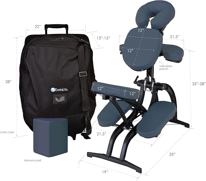 EARTHLITE Portable Massage Chair AVILA II - Premium Folding Spa/Massage/Tattoo Chair incl. Rolling Carry Case