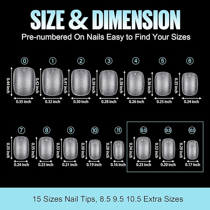 TOMICCA Extra Short Round Nail Tips, Double Sided Matte Gel Full Cover Nail Tips No Filed, Acrylic Fake False Nail Tips for DIY Press On Nails 360PCS 15 Sizes