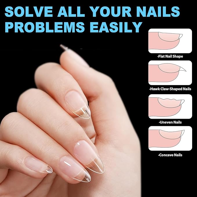 BlueZOO Gel Almond & Squoval Nail Tips 600Pcs - Medium 2 Shapes Acrylic Fake Nails Pre-etching Tapered Square and Almond Press On False Nail for Extension Manicure Home DIY Salon Supplies, 15 Sizes