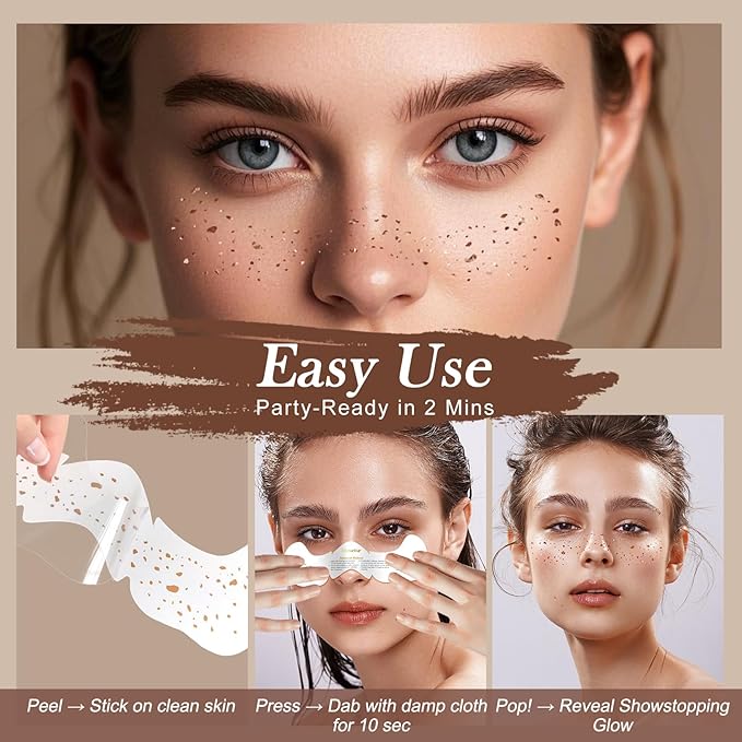 Glitter Freckles Face Tattoo,Freckles Temporary Face Tattoos, Body Face Glitter for Women Girls, Festival Outfits Rave Accessories, Country Concerts, Party, Makeup Glitter Patch 30PCS