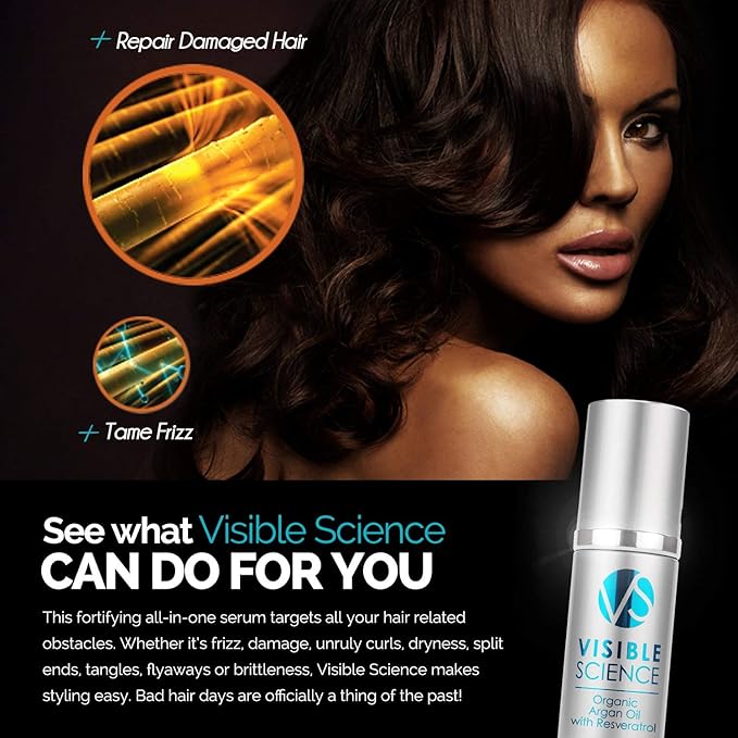 Argan Oil Anti Aging Hair Serum - Hair Moisturizer to Repair Damaged Hair with Resveratrol - Antioxidants - Astaxanthin - Organic - Non-Greasy - Vanilla Scented (2oz)