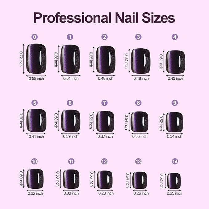 150Pcs Cat Eye Press on Nails Short Square, Plauva Soft Gel Fake Nails, Glossy Glitter Cat Eye Nail Tips for Women and Girls Stick On Nails in 15 Sizes