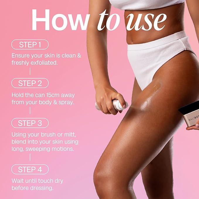 Bali Body Instant Tan Light-Medium | Skin Perfecting Aerated Spray, Instantly Flawless Airbrushed Bronzed Finish | Soothing for All Skin Types | Vegan, Cruelty Free, Australian Made (97 ml/3.28 fl oz)