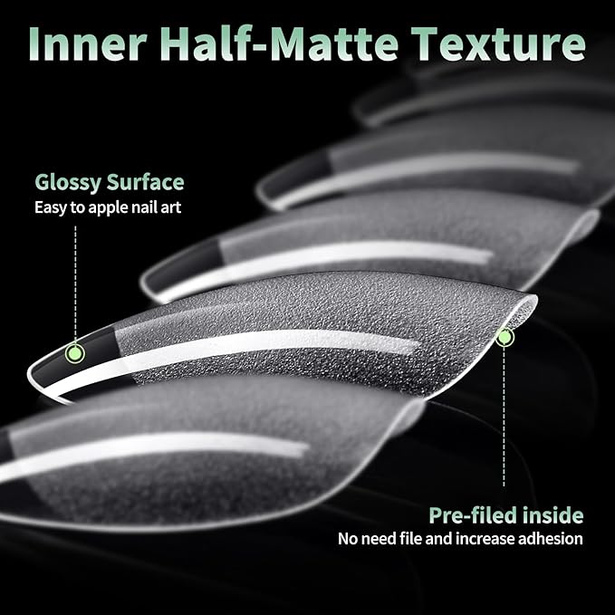 Long Stiletto Nail Tips, 216pcs Acrylic Fake Nails Gel Nail Tips Soft, Full Cover Pre-Shaped Matte Clear Press on Nails for Extension, Diy at Home Manicure 12 Sizes