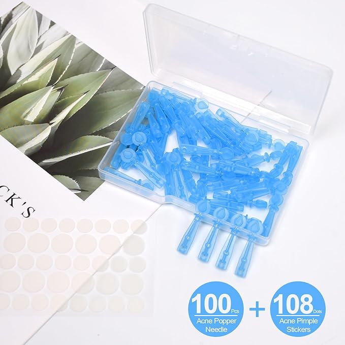 100PCS Disposable Acne Needle & 144 Dots Pimple Stickers - Ultrafine Pimple Popper Needle