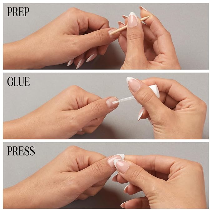 Lilac St - Press on Nails, Sheer Chemise (30 Nails, 15 Sizes) - Short, Round, Glossy, Opaque - Brush-On Nail Glue, Nail File, Cuticle Stick, Prep Pad - Reusable - Cruelty Free, Vegan, Women Founded