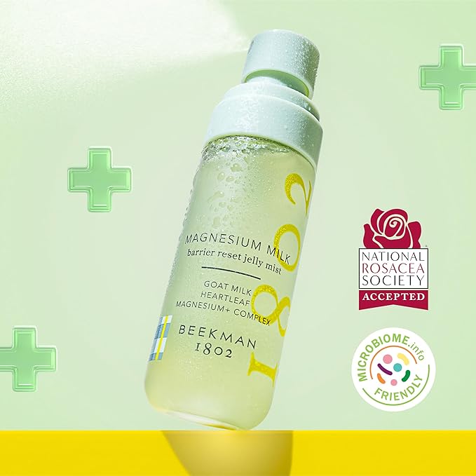 Beekman 1802 Magnesium Milk Barrier Reset Jelly Mist – Calms Skin Redness & Irritation, with Magnesium & Goat Milk, Fragrance Free, Cruelty Free, Safe for Sensitive Skin, 2.0 fl oz