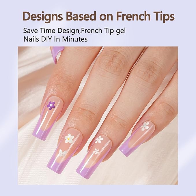 Misssix French Gel Nail Tips, 150Pcs French Tip Press on Nails Long Square, No Need to File Tips Pre-lasting, Fake Nails for Nail Art DIY 15 Sizes