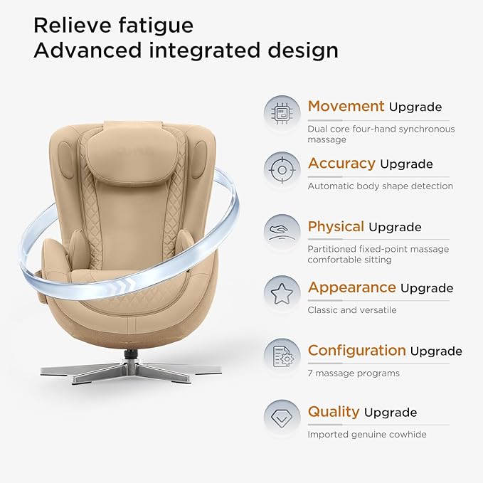 Nouhaus NOU Campo Heated Massage Chair,Full Body Massaging Zero-Gravity Leisure Recliner with Low-Noise 3D Massage and Dual Sound Systems Modern Massage Chairs (Mellow Sand)