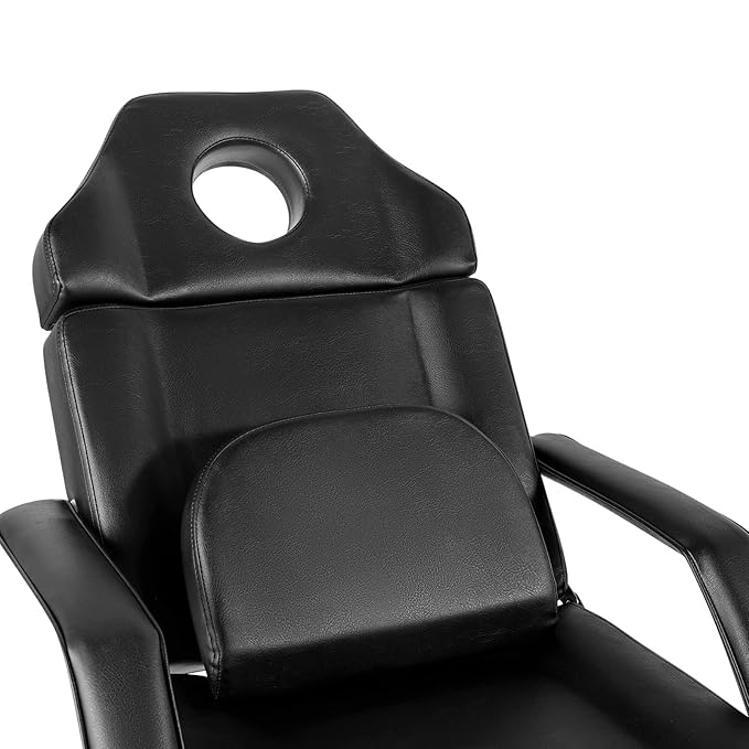 Artist hand Massage Table Facial Bed Eyelash Extension Massage Bed with Tray, Split Footrests (Black)