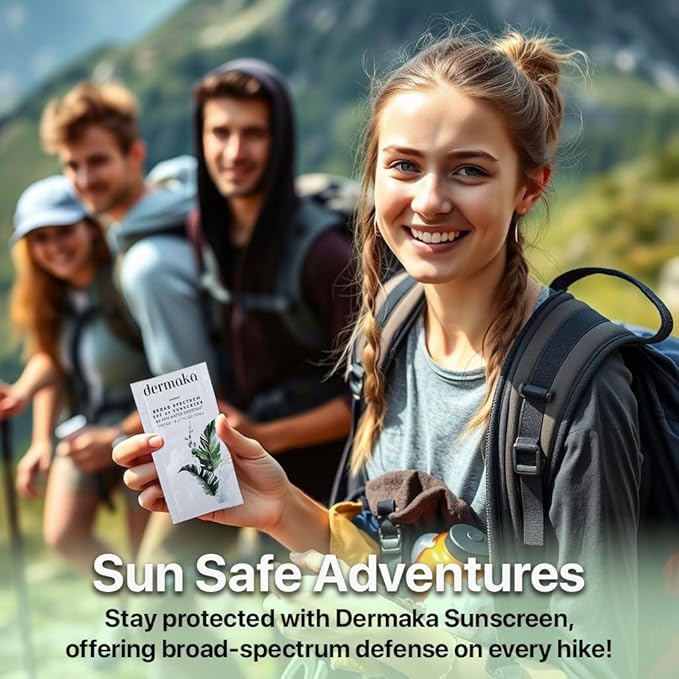 Dermaka Travel Size Sunscreen SPF 42 for Face & Body – 2-in-1 Lightly Tinted Mineral Sunscreen with Zinc Oxide & Titanium Dioxide – Skin Soothing, Water-Resistant 80 Min, 5ml 25 sachets