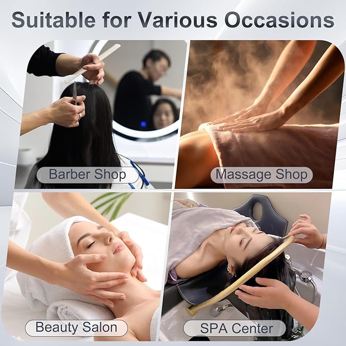 Japanese Head Spa Bed, Professional Head Spa Equipment with Foot Bath Basin, Fumigation, Waterfall Shampoo MassageTable for Spa Beauty Salon Barber