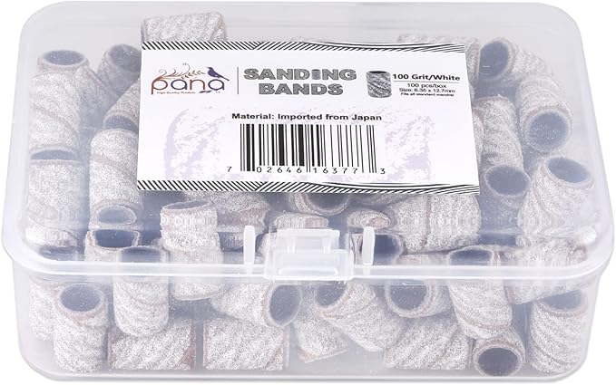 PANA 100 Pieces Large Nail Sanding Bands Professional Nail Manicure Great Fit for Nail Drill Bits for Acrylic Nails (100 Grit, Zebra)