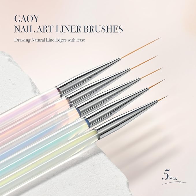 GAOY 5Pcs Nail Art Liner Brushes, Professional Painting Art Pen Set, Nail Design Tools for French Liner, Thin Details and Fine Drawing