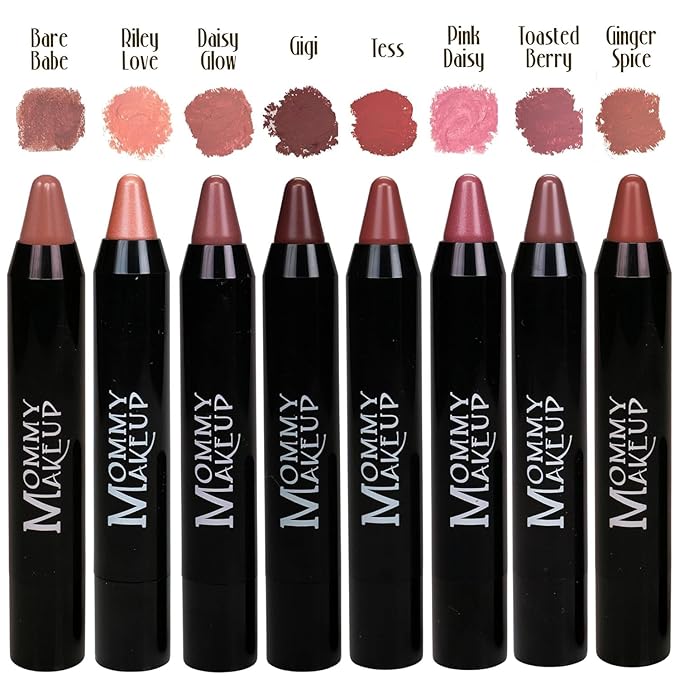 Mommy Makeup Triple Sticks Lipstick, Cream Blush & Teatment All-In-One with Shea & Cocoa Butter - Soft & Creamy Moisturizing Lip Crayon For Lips & Cheeks (Gigi)