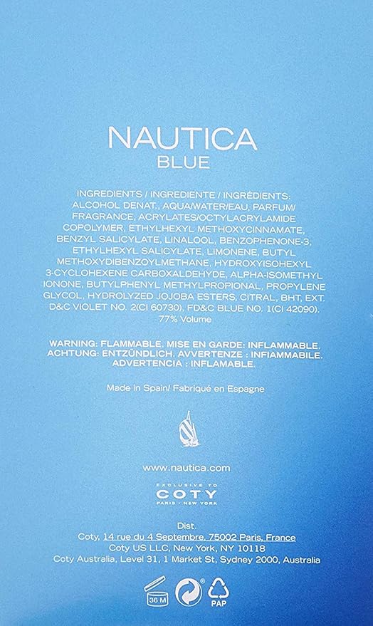 Nautica Blue Eau De Toilette Spray for Men 3.40 oz (Pack of 2)