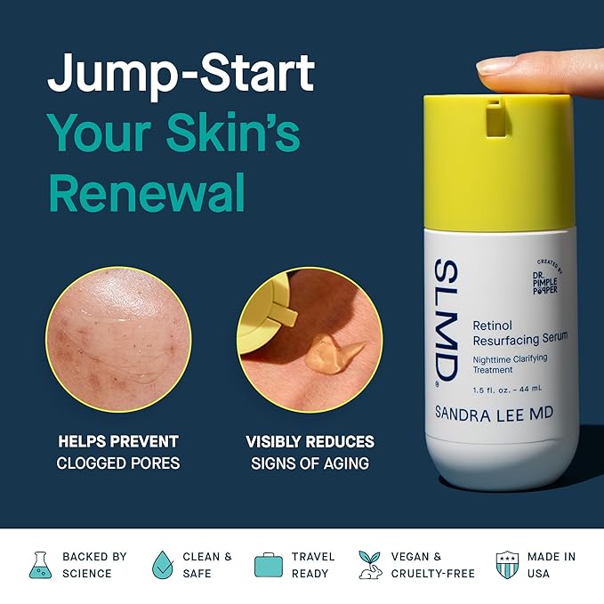 SLMD Resurfacing Retinol Serum with Vitamin C, Hyaluronic Acid & Allantoin | 1.5 fl oz | Retinol Face Serum, Clarifying Night Treatment for Fine Lines, Wrinkles, Dark Spots & Uneven Texture