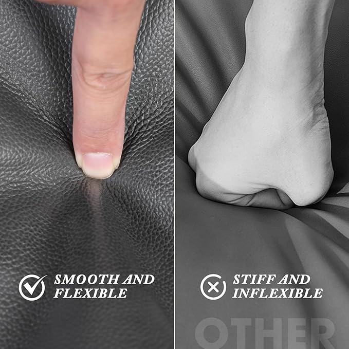 Leather Ottoman,Handmade Stuffed Square Ottoman,Genuine Leather Pouf, Foot Rest Pouf,Comfortable Soft Seating for Living Room & Bedroom (Grey, Square)