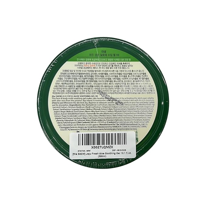 THESAEM Jeju Fresh Aloe Soothing Gel 10.1 fl. oz. (300ml) - 99% Aloe Vera, Hydrates & Dry, Itchy & irritated Skin