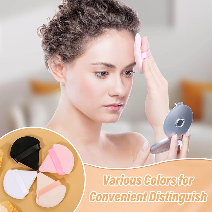 20pcs Triangle Powder Puff, Setting Powder Puff for Make Up, Face Puff Pads for Loose Powder and Press Powder, Makeup Sponge Powder Applicator for Face and Eye