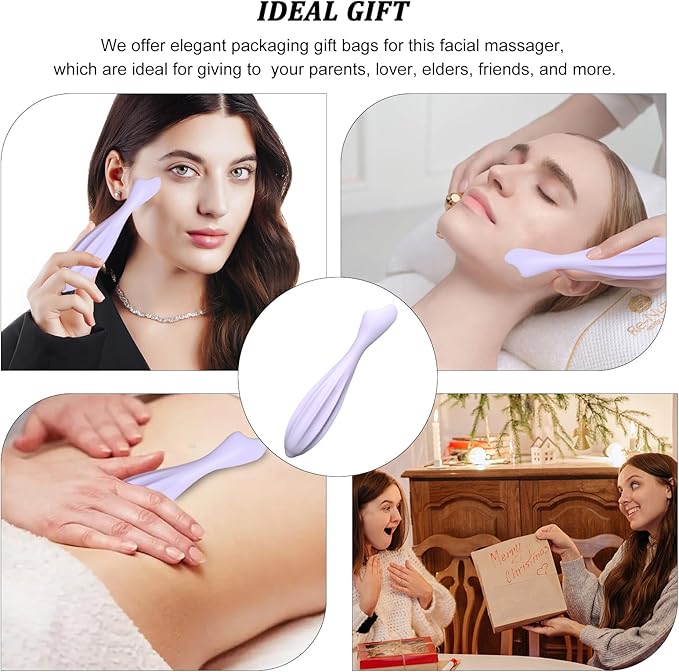 Lafo Facial Massage Roller, Silicone Face Massage Tools,Face Roller Skin Care for Shapes Body & Face Curves, Reduces Tiredness, Self Care Gift for Women Face and Eyes Massage (Purple)