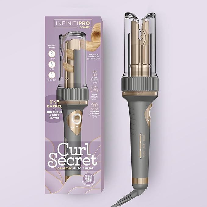 INFINITIPRO by CONAIR Curl Secret Automatic Curling Iron - 1 1/4-inch Barrel - Hair Curler for All Hair Types and Medium to Long Hair Lengths - Dual Voltage for Worldwide Travel