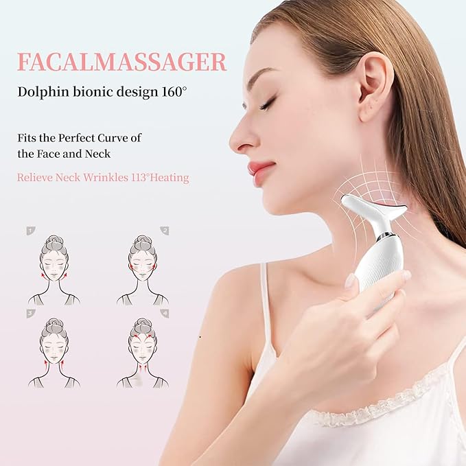 Red-Light-Therapy-for-Face and Neck, Face 𝖲 culpting Wand with 7 Color, Anti 𝖶rinkles Facial Massager for Face and Neck Tool for Skin Care (White)