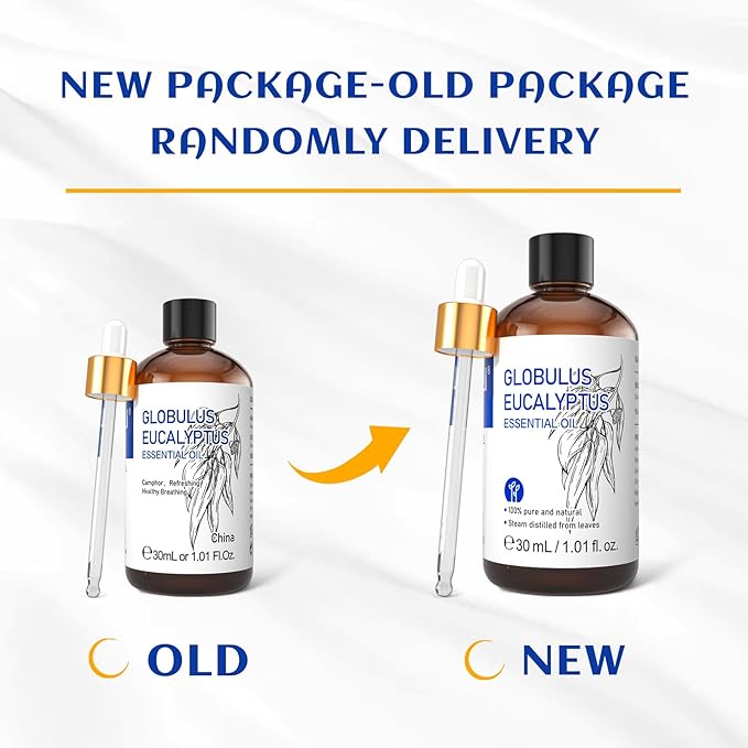 HIQILI Eucalyptus Essential Oil 1 Fl Oz, 100% Pure Natural Therapeutic Grade, Premium Grade Glass Dropper for Diffuser, Humidifier, Air Freshening, Cleaning, Home, Skin