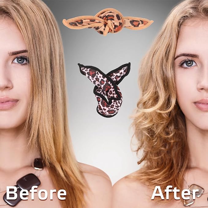 Bememo 40 Pieces Soft Curlers Hair Rollers Pillow Rollers for Hair Satin Sponge Curlers to Sleep in Overnight Heatless No Heat for Long Short Foam Rag Large Styling Tools(Leopard)