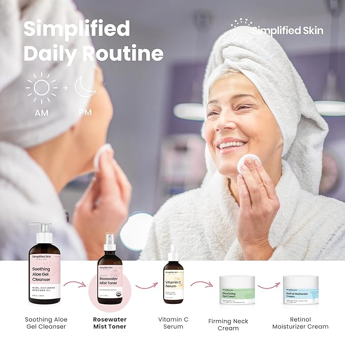 Rose Water Spray for Face & Hair – Pure USDA Organic Rosewater Toner – Refreshing Mist for Skin Care, Makeup & Locs – Natural Rose Scent, 4 Oz