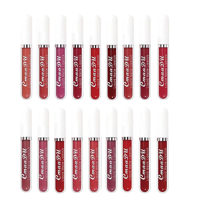 BONNIE CHOICE 18Pcs Matte Liquid Lipstick Set, Waterproof Long Lasting Non-Stick Cup Nude Lipstick Dark Red Lipstick for Women 24 Hour High Pigmented Lip Gloss Set Christmas Day Gifts for Women