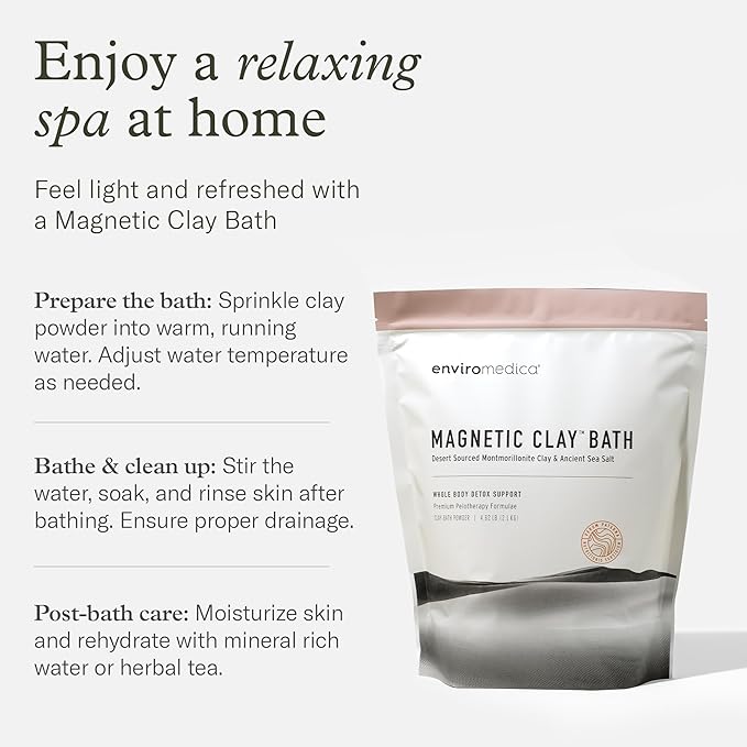 Enviromedica Magnetic Bentonite Clay Bath - Sodium & Calcium Bentonite Clay Bath Soak Powder with Himalayan Salt, Rejuvenating and Cleansing Body, Foot or Clay Mask for Face, 500g