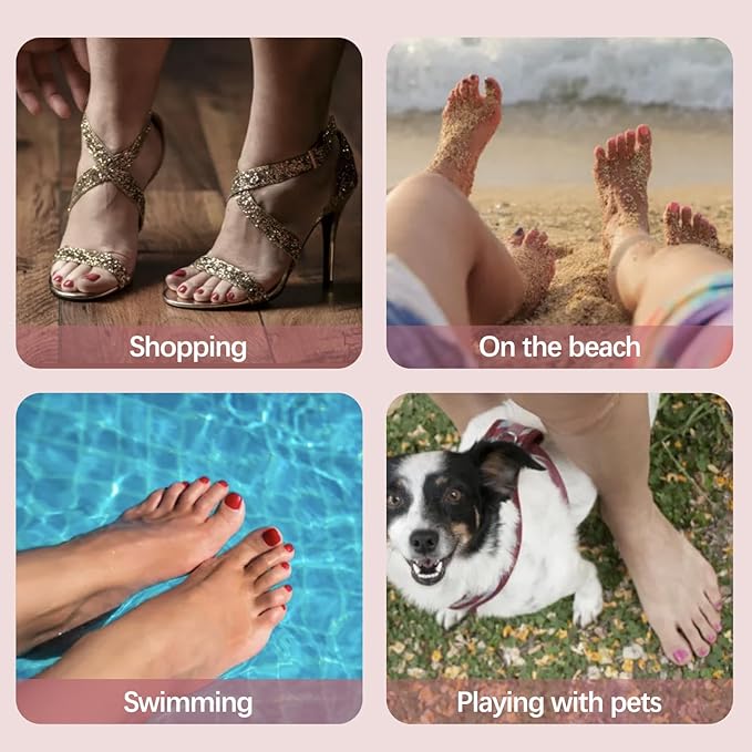 Vansiho 150 pcs Fake Toe Nail Tips Press on, French Tip Soft Gel Toenail Extension, Square Round Toenail Pre-applied Tip Primer & Base Coat, Soft Gel Fake Toe Nails for Home DIY 15 Sizes