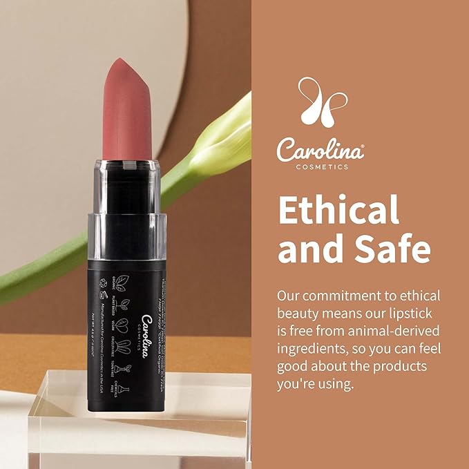 Carolina COSMETICS - Plant-Based Moisturizing Lipstick - Japa Mala Shade 0.15oz- Hydrating with Cocoa Oil, Gluten-Free, Vegan, Non-GMO, Paraben-Free - Lightweight Cream Texture