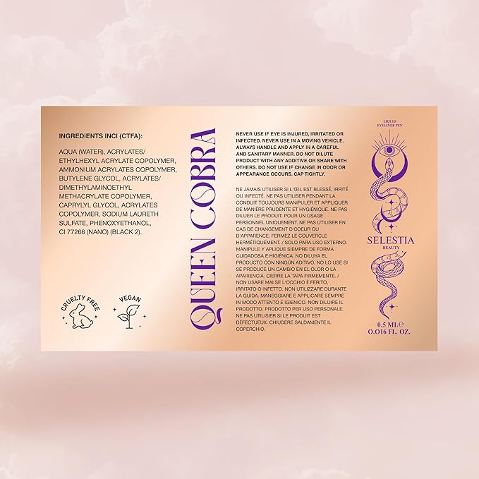 Black Liquid Eyeliner Pencil Queen Cobra – Long-Lasting – Quick-Drying, No Flaking – Thin Applicator & Intense Color – 0.016 fl.oz