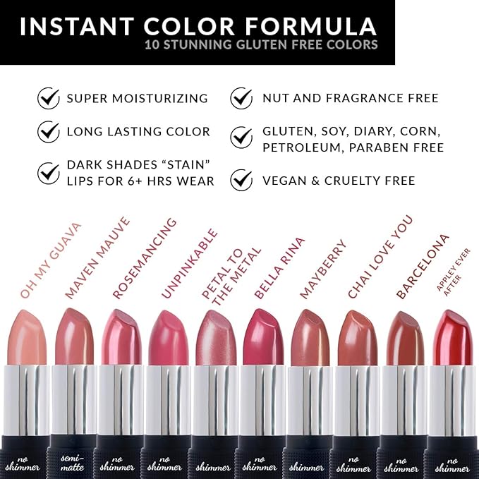 Red Apple Lipstick Maven Mauve Full Body Lipstick for Women - Vegan Gluten Free Organic Lipstick - Creamy Lip Color, Nourishing Lip Makeup w Vitamin E - SOFT ROSY MAUVE LIPSTICK SHADE