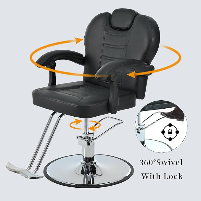 Hair Salon Chair, Styling Reclining Barber Chair,Seat Height 37.4-41.7", Heavy Duty Hydraulic Pump,Adjustable Barber Chair Beauty Shampoo Barbering Chair for Hair Stylist Spa