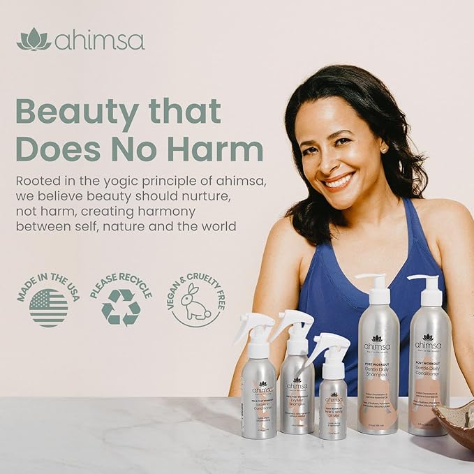 Ahimsa Dry Shampoo Mist Spray 120ml - Non-Aerosol Post-Workout Dry Shampoo Spray for Women Natural No White Residue, Volumizing Refreshing Hair Care, Effectively Absorbs Oil and Sweat, Jasmine Aroma