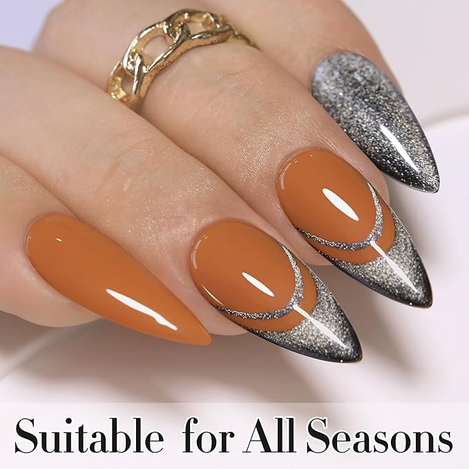 Double Rhythm Translucent Gel Polish Sheer Neutral Natural Light Milky Same Color Same Bottle 15ML Jelly UV Nail Polish Nail Art DIY at Home (Brown Orange-A1447)