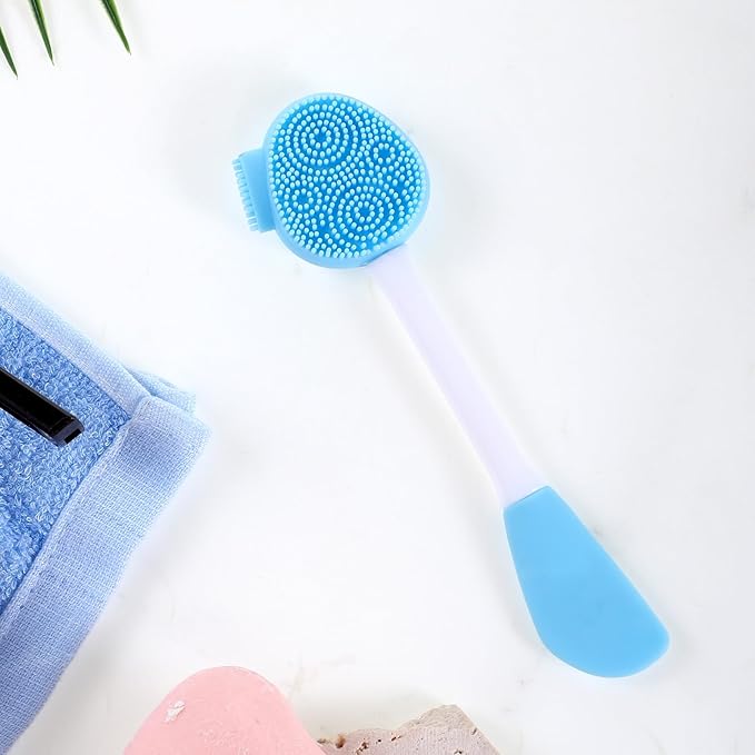 Silicone Face Scrubber, Blue Cleansing Face Scrubber Facial Mask Brush Exfoliating Lip Brush Facial Cleansing Brushes Faces Exfoliator Scrubbers Skin Care Tool for Women Removal Blackheads Whiteheads